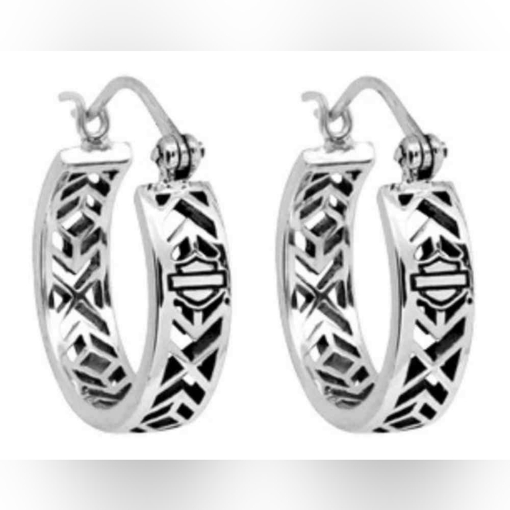 NWT Women's Harley-Davidson Sterling Silver Hoop Earrings